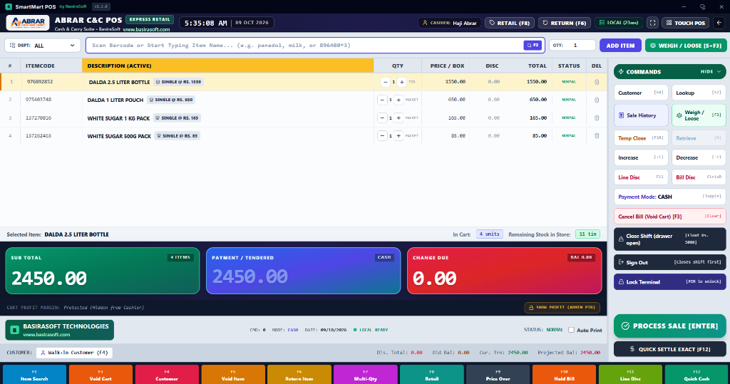 SmartMart POS Real-World Cashier & Management Interface